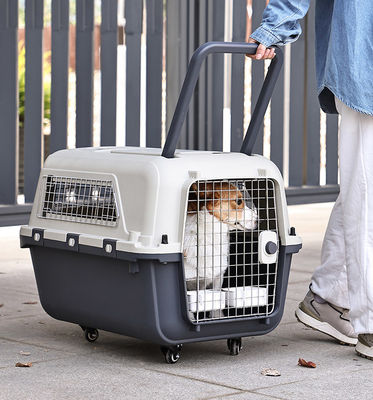 Safe Double Door Design Cat Dog Carrying Travel Case with Wheels and Super Large Space
