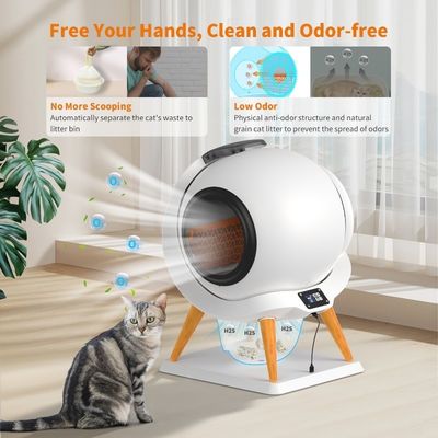 Large Self-Cleaning Cat Toilet Tray Enclosed in Wooden Furniture for ODM Designs