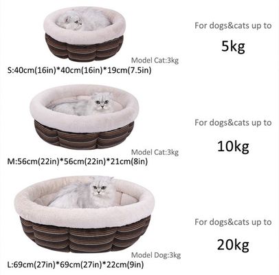 Pet Sofa Round Donut Cushion Bed for Cats or Small Dogs Anti-Slip Water-Resistant