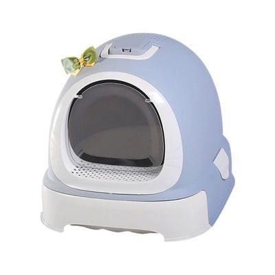 Easy Clean Doraemon Design Cat Litter Box with Scooper and Lid Prevent Litter Scatter