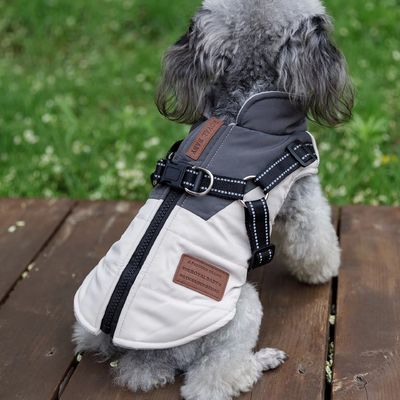 Outdoor Walking Dog Coat with Built-in Harness and Waterproof Material Small Medium Dogs