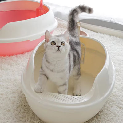 Easy Clean Large Semi-Enclosed Cat Litter Box with Three Layers Separation Design