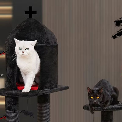 Multi-Level Cat Activities Furniture Luxury Siasl Cat Tree with Spider Hanging Ball