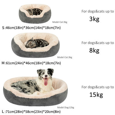 Solid Pattern Soft Corduroy Faux Fur Washable Pet Bed for Cats and Dogs Customization