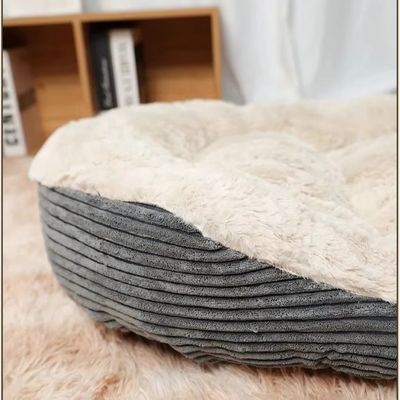 Solid Pattern Soft Corduroy Faux Fur Washable Pet Bed for Cats and Dogs Customization