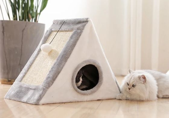 Cat Furniture Pet House Plush Triangle Shape Cat Beds Cat Nest Warm Soft Foldable Dog