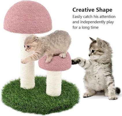 Cat Scratching Sleeping Playing Mushroom Pink Custom Sisal Climbing Tree for Fun Play