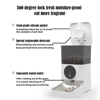 White ABS Material 4L Cat Food Dispenser with Lock Lid and Timed Pet Feeder Control