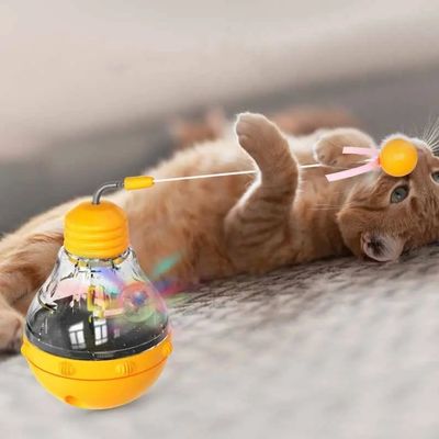 Long Time Used Interactive Cat Toy Fun Cat Stick with Light Bulb and Leaky Food Tumbler