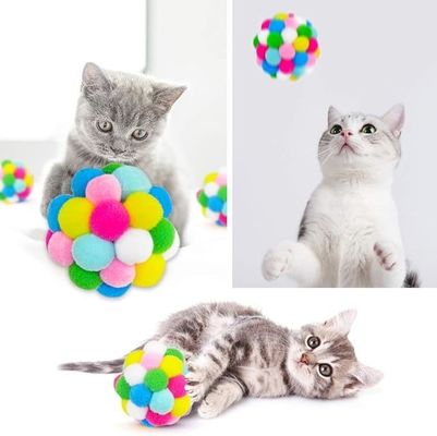 Popular Colorful Handmade Bouncy Ball Kitten Toys Plush Bell Ball Planet Ball Cat Toys
