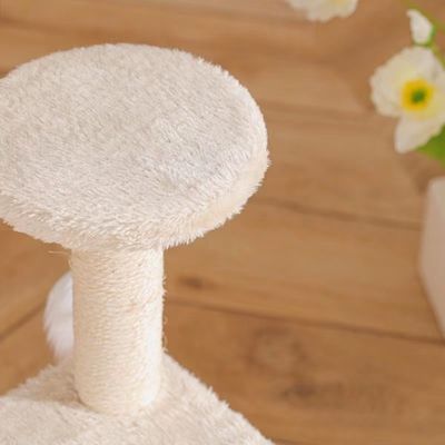 ODM Design Cat Furniture Beige Chipboard Climbing Tree with Sisal Column and Plush Hammock