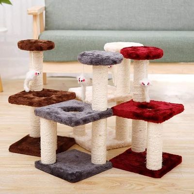 Wooden Cat Tower Climbing Frame with Integrated Nest and Multi-Level Climbing Column