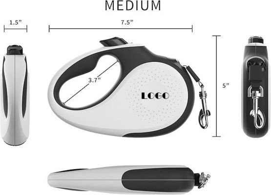 Strong Nylon Tape 16 ft Retractable Dog Leash with Solid Pattern and Anti-Slip Handle