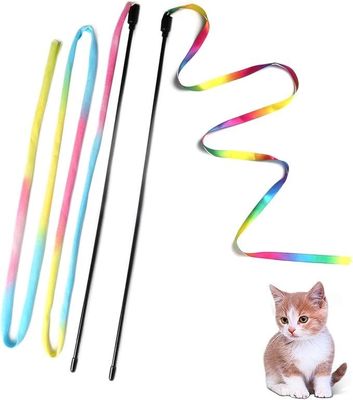 Interactive Cat Toy Classic Rainbow Rope Cat Teaser Stick for Cat and Kitten Exercise