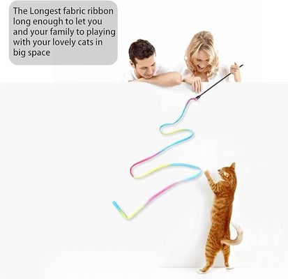 Interactive Cat Toy Classic Rainbow Rope Cat Teaser Stick for Cat and Kitten Exercise