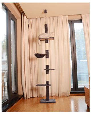 Adjustable Height Floor to Ceiling Cat Tower with Cozy Hammock and Fun Play Function