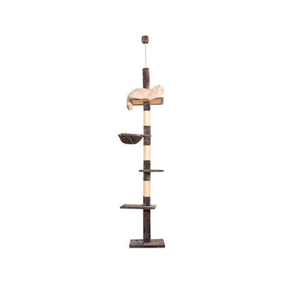Adjustable Height Floor to Ceiling Cat Tower with Cozy Hammock and Fun Play Function
