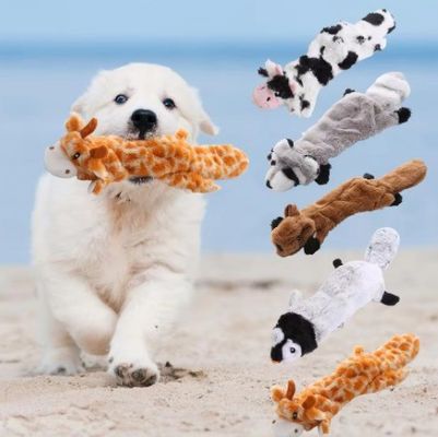 Double Layer Reinforced Fabric Durable Cute No Stuffing Chewtle Plush Squeaky Dog Toys