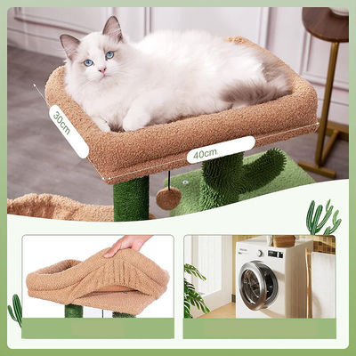 Sustainable Cactus Cat Tree 30inch Tall Multi-Level Cat Tower for Fun Play and Cat Condo