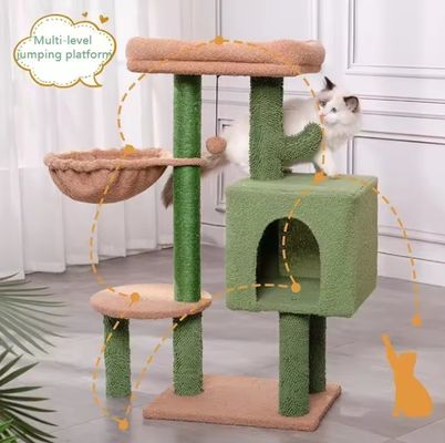 Sustainable Cactus Cat Tree 30inch Tall Multi-Level Cat Tower for Fun Play and Cat Condo