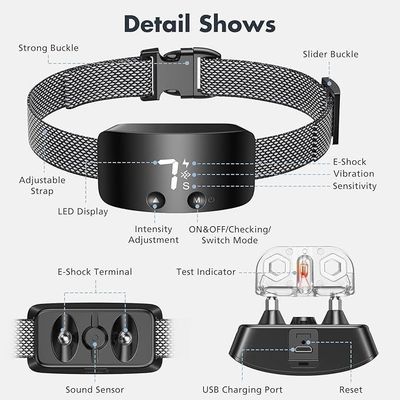 Aluminium-Plastic No Bark Control Collar with Vibration and Color Screen Waterproof