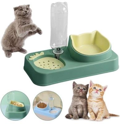 15 Degrees Tilt Cat Bowl Feeder 2 In 1 ABS Plastic Pet Feeding Pet Product for Cats