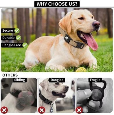 Personalized GPS Tracker Air Tag Dog Collar with Adjustable Nylon and Heavy Duty Design