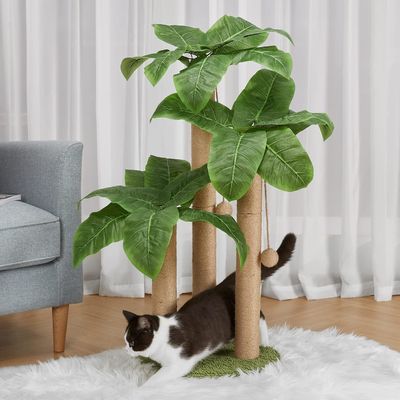 Cat Furniture Pet House 80cm Tall Natural Sisal Cat Tree with Ball and 3 Pillars