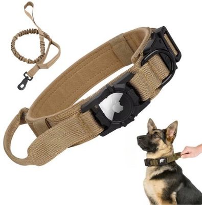 Customization Service Provided Nylon Tactical Dog Collar with Apple Airtag Holder