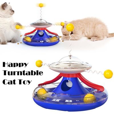 Sustainable Cat Toy Interactive Turntable Cat Stick for Physical Exercise and Leaking Food