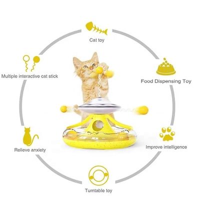 Sustainable Cat Toy Interactive Turntable Cat Stick for Physical Exercise and Leaking Food