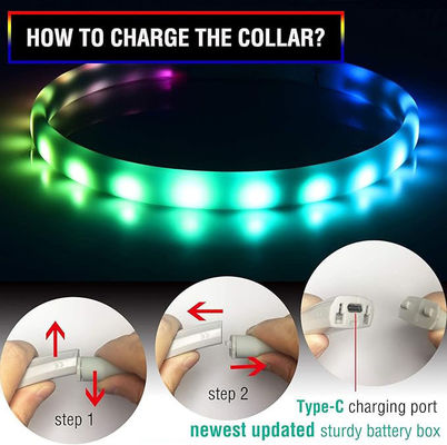 USB Rechargeable Lighted Dog Collar Band with Color Changeable Pet Collars