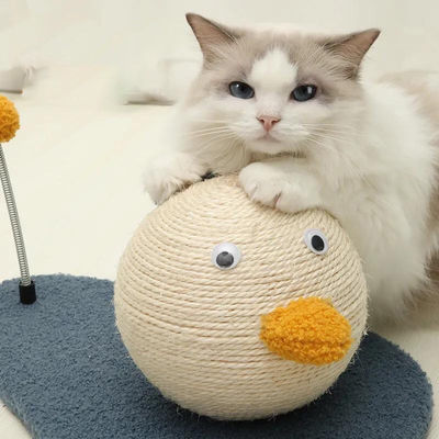 Customizable Cute Duck Shape Cat Scratching Ball for Natural Sisal Toy
