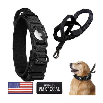 Reflective Nylon Dog Collar Adjustable GPS Training Collar with Airtag Holder Set