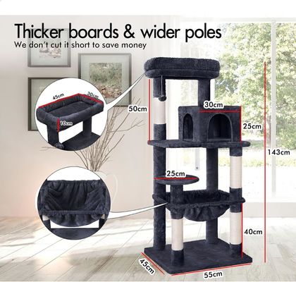 Cat Furniture Pet House Indoor Activity Center with Scratching Toy and Dangling Ball