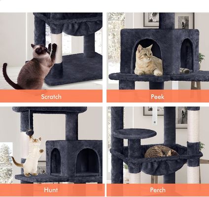 Cat Furniture Pet House Indoor Activity Center with Scratching Toy and Dangling Ball