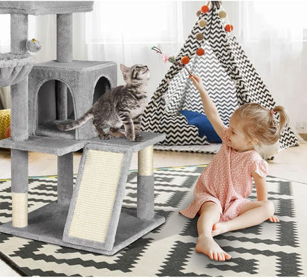 Fun Play Function Customized Logo Eco-Friendly Wood Grey SISAL Cat Tower for Indoor Cats