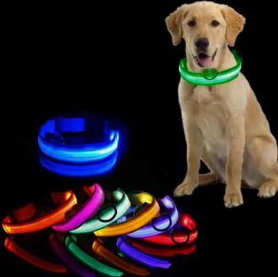 Adjustable Waterproof Flashing Light Up Dog Collar for Nighttime Walking Customized