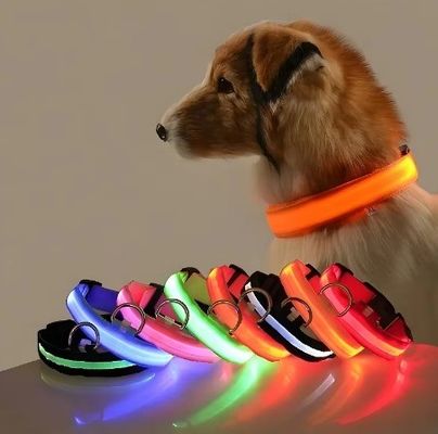 Adjustable Waterproof Flashing Light Up Dog Collar for Nighttime Walking Customized