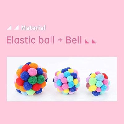 Advantageous Pet Cat Ball Toy Colorful Handmade Bells Bouncy Balls Catnip Interactive Toy