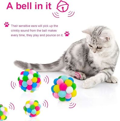 Advantageous Pet Cat Ball Toy Colorful Handmade Bells Bouncy Balls Catnip Interactive Toy