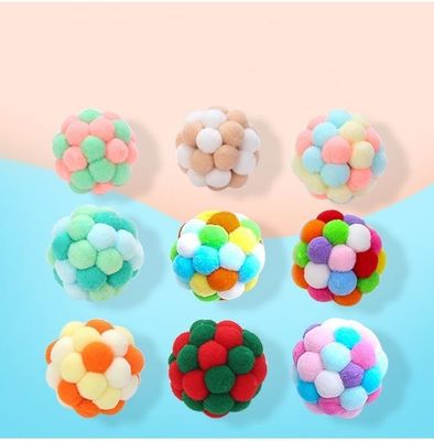 Advantageous Pet Cat Ball Toy Colorful Handmade Bells Bouncy Balls Catnip Interactive Toy