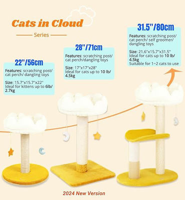 Plush Perch Cute Cat Tree White Cloud Cat Tower For Small Cats And Animals