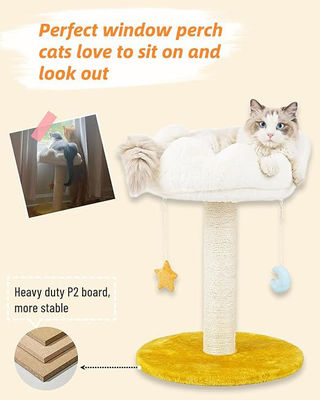 Plush Perch Cute Cat Tree White Cloud Cat Tower For Small Cats And Animals