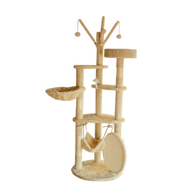 Multi-Level Cat Climbing Sisal Frameodern Wood Large Cat Tree Tower Furniture Scratch Post