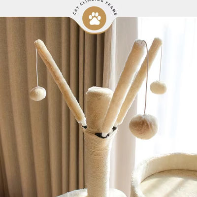 Multi-Level Cat Climbing Sisal Frameodern Wood Large Cat Tree Tower Furniture Scratch Post