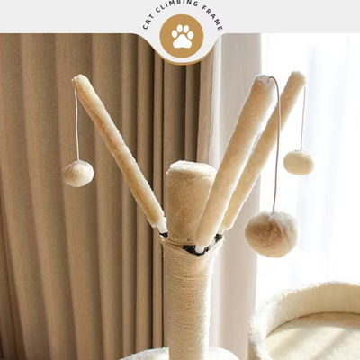 Advantageous Wood Modern Cat Sisal Scratcher Multi Level Cat Climbing Frame and Hammock