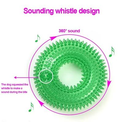 Pet Dog Interactive Chew Toy Squeaky Bite Resistant Barbed Tooth Cleaning Toy for Dogs