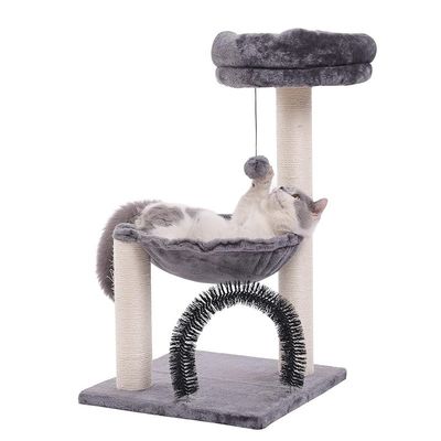 Plush Cat Tower Cat Tree Scratching Toy Activity Centre Grey Cats' Playtime Essential