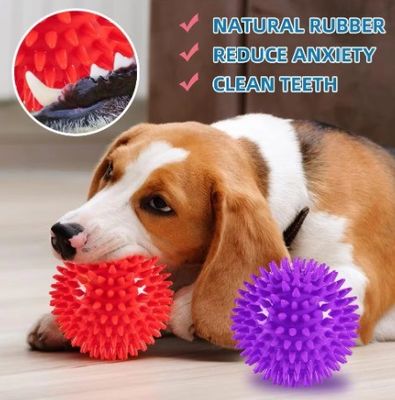 Customization Service Provided TPR Squeaky Spikey Ball Dog Chew Toy for Tooth Cleaning